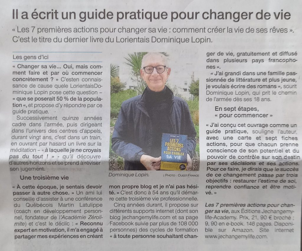 Photo article journal Ouest France du 10 Novembre 2022 